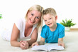 mother with son in studio