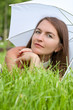Young women lies on grass Young women lies on grass
