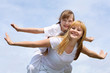 girl with mother in spring park