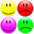 Four expression face button badge
