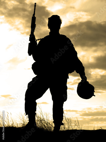 Photo: Silhouette of US soldier Silhouette of US soldier