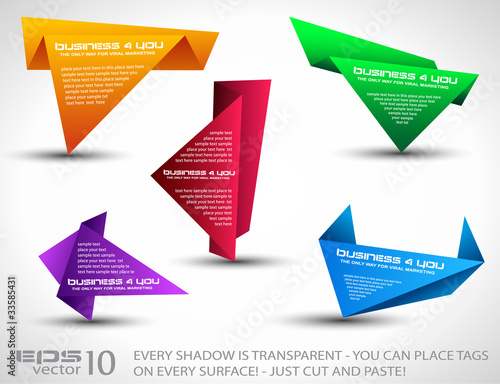 Vector: Origami triangle style speech Banner set Origami triangle style speech Banner set