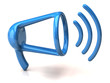 Blue speaker icon isolated on white background