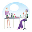 Vector illustration of business women in office