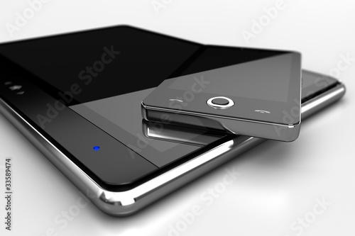 Illustration: Digital pad with cell phone Digital pad with cell phone