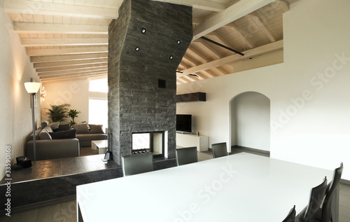 Photo: modern architecture , interior, view from dining table modern architecture , interior, view from dining table