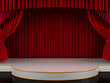 Empty stage with red curtain (3d render)