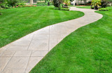 Paved walkway and lawn