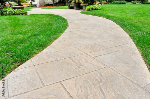 Photo: Paved walkway and lawn Paved walkway and lawn