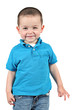 Cute little boy posing for camera on white background Cute little boy posing for camera on white background