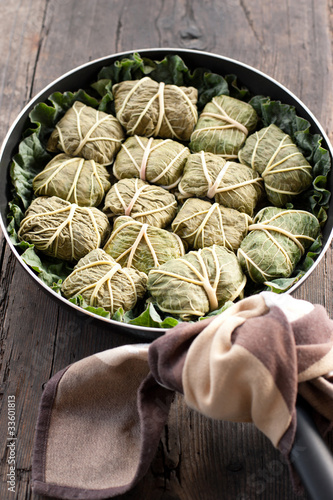 Photo: Dolmades with rhubarb leaves, meat and rice Dolmades with rhubarb leaves, meat and rice