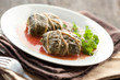 Dolmades with rhubarb leaves, meat and rice