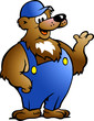 Hand-drawn Vector illustration of an Bear in Blue Overalls Hand-drawn Vector illustration of an Bear in Blue Overalls