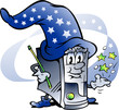 Hand-drawn Vector illustration of an Wizard Computer Repairman Hand-drawn Vector illustration of an Wizard Computer Repairman