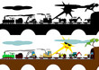 Children's train on the bridge carrying bulldozers