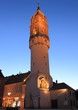 Illuminated tower in Bautzen at night