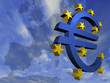 Euro vor Himmel u. Europakarte, 3D-3
