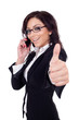 businesswoman with phone and thumbs up gesture, businesswoman with phone and thumbs up gesture,