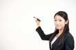 a portrait of asian businesswoman writing