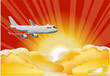 jet in sunset sky