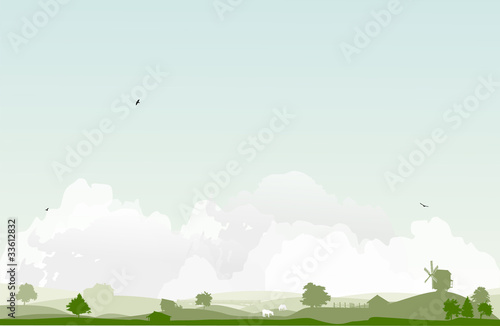 Vector: country landscape with trees country landscape with trees