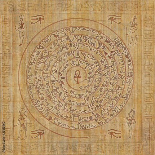 Ilustración: Magic sigil with egyptian hieroglyphs Magic sigil with egyptian hieroglyphs