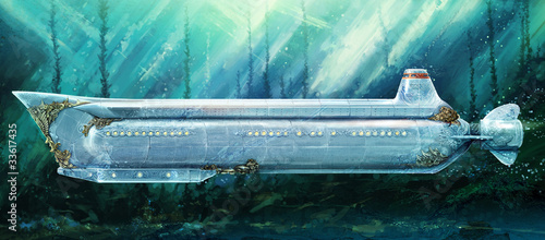 Illustration: Submarine under water Submarine under water