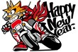 バイクに乗ったドラゴン：年賀状干支