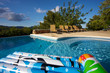 Air bed floating on a swimming pool