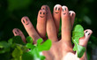 group of finger smileys in nature group of finger smileys in nature
