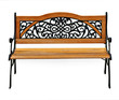 High quality stylish garden wooden and cast-iron bench isolated