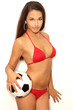 Pretty latina with ball in studio