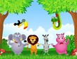Animal cartoon holding hand