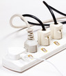 white multiple socket and plugs sideways