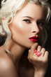 Sensuality woman with fashion make-up and big bright ring