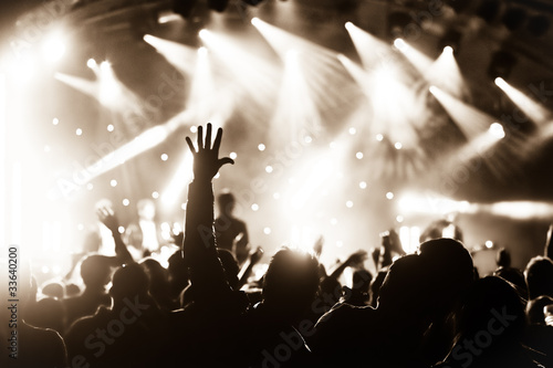 hands raised by the crowd at a live music concert