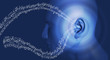 A head with an ear for music with musical notes