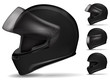 set of black motorcycle helmet isolated on white