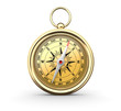 Illustration: Golden compass on white background Golden compass on white background