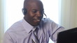 Customer service representative with headset