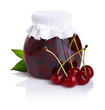 Cherry jam isolated on white background