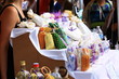 au marché étal de sachets de lavande