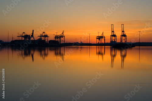 Photo: Harbor cranes in port of Vuosaari, Finalnd Harbor cranes in port of Vuosaari, Finalnd