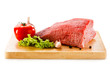Raw beef on cutting board
