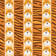 African seamless patterns with cute tiger and tiger skin. African seamless patterns with cute tiger and tiger skin.