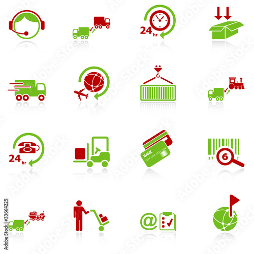 Vector: Logistics icons - green-red series Logistics icons - green-red series