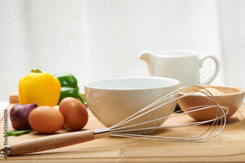 Photo: raw ingredients to make an omelet raw ingredients to make an omelet