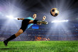 Football player on field of stadium