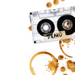 Vintage demo tape with coffee stains. Vintage demo tape with coffee stains.
