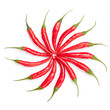 sun from chili peppers isolated on white
